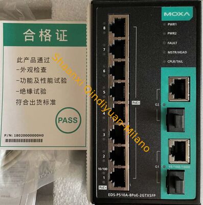 EDS-408A-MM-SC 8-Port Entry-level Managed Industrial Ethernet Switch 8-port managed industrial switch with 2 fiber ports, Turbo Ring redundancy, DIN-rail mount.
