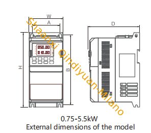 Milano KV90S-2D2G-4-PV 220V Three Phase Overall Dimensions：200H(mm) 90W(mm) 140D(mm)