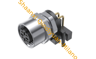 M12-D4-KP-K D-Coding 4 Pin Female Right Angle M12 Circular Connectors PCB Receptacle