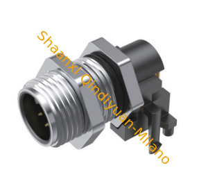 M12-A04-WM Front Mounted Male Right Angle M12 Circular Connectors PCB Receptacle